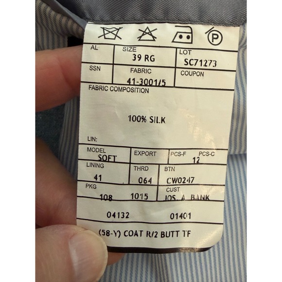 Jos A Bank Signature Collection Silk Sport Coat Blazer 39RTailored Fit Blue - Picture 4 of 14